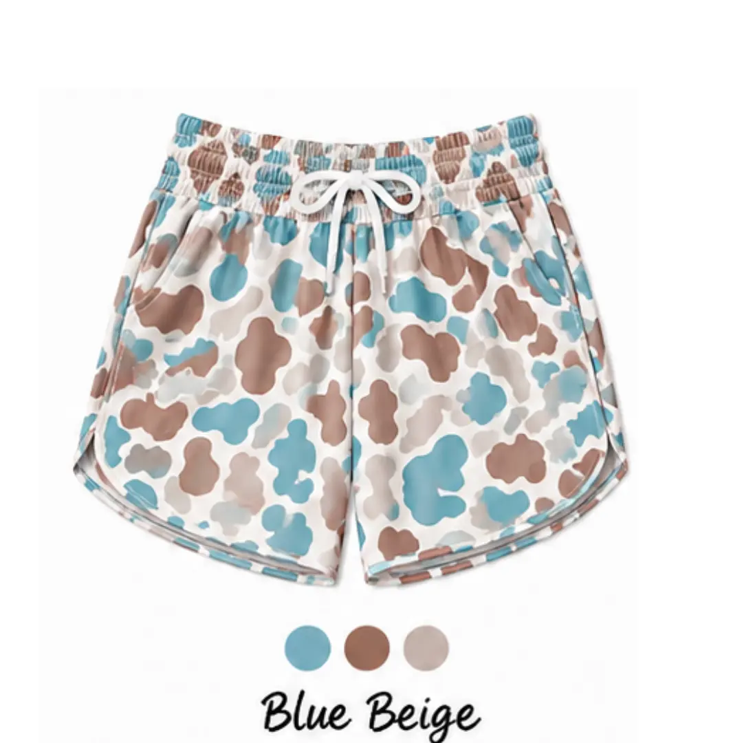 Women's Camo Print Shorts | Lightweight Casual Athletic Drawstring Shorts