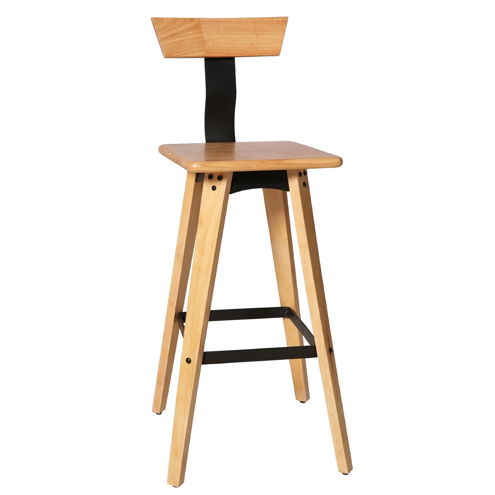 29.3inch Height Vintage Bar Stool with Backrest Oak Wooden Design Farmhouse Counter Stool for Kitchen Dining Room Industrial Stool for Home Office