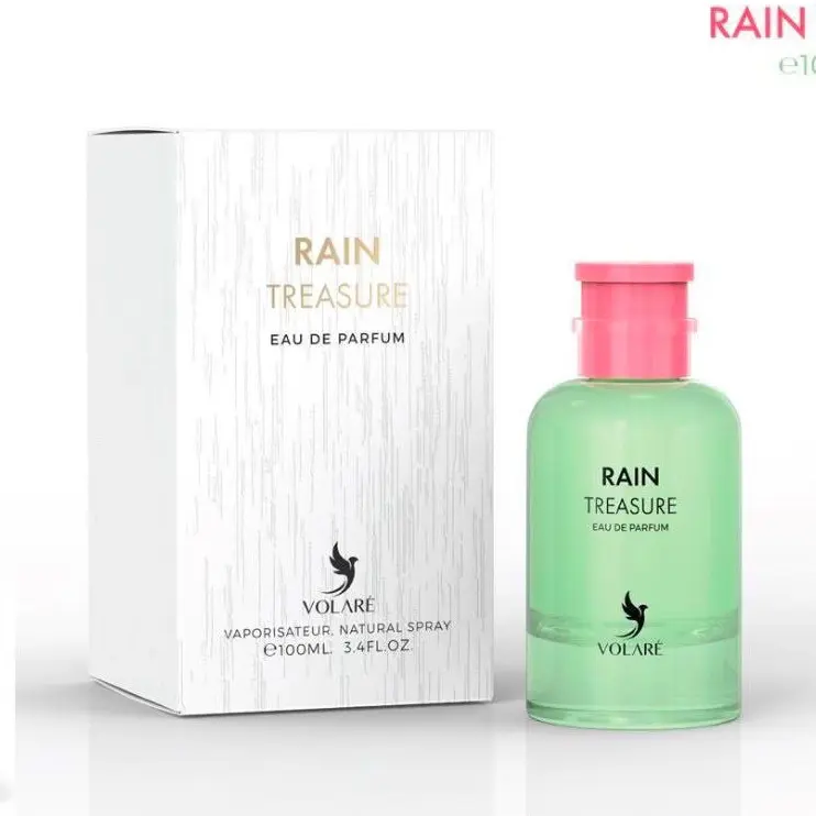 Rain Treasure Unisex Eau de Parfum Spray - 3.4oz/100ml Bottle, Long-Lasting Oriental-Floral Niche Fragrance with Jasmine Roses & Citrus, Non-Toxic, New Condition, UAE Sourced