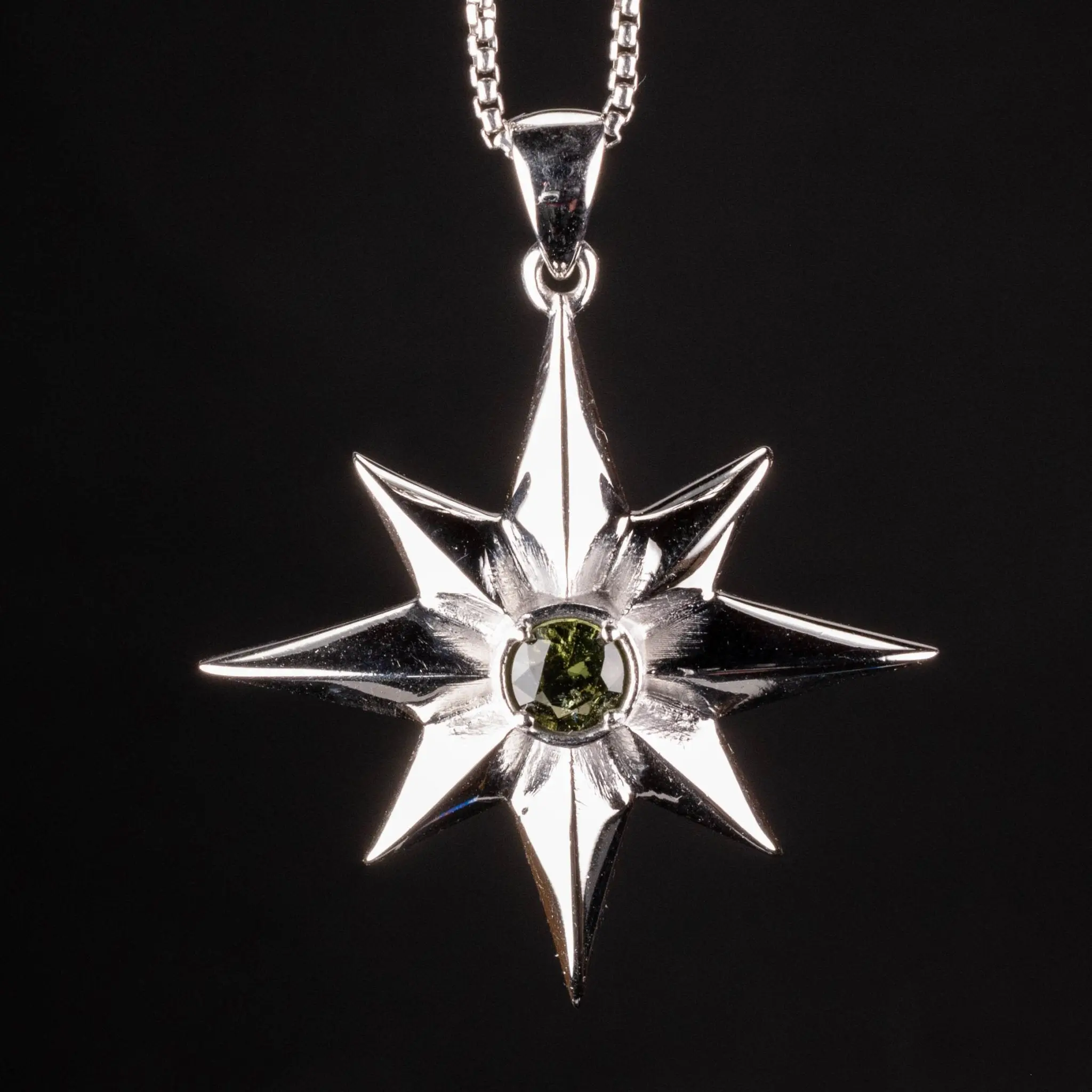 Star Pendant | Moldavite Gemstone .925 Silver