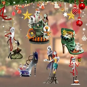 Nightmare Before Christmas Set of 6 Acrylic Ornaments - Spooky & Festive Halloween & Christmas Tree Decorations