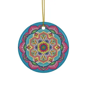 Mandala Circle Ceramic Ornament | Holiday Decoration