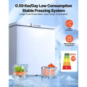 summervibes 5 Cu. ft Compact Deep Chest Freezer, Free-Standing Top-Open Door Unit with 2 Removable Baskets, Adjustable Thermostat, Energy-Saving, Low-Noise, Garage-Ready White Food Storage Container, Food Storage Containers