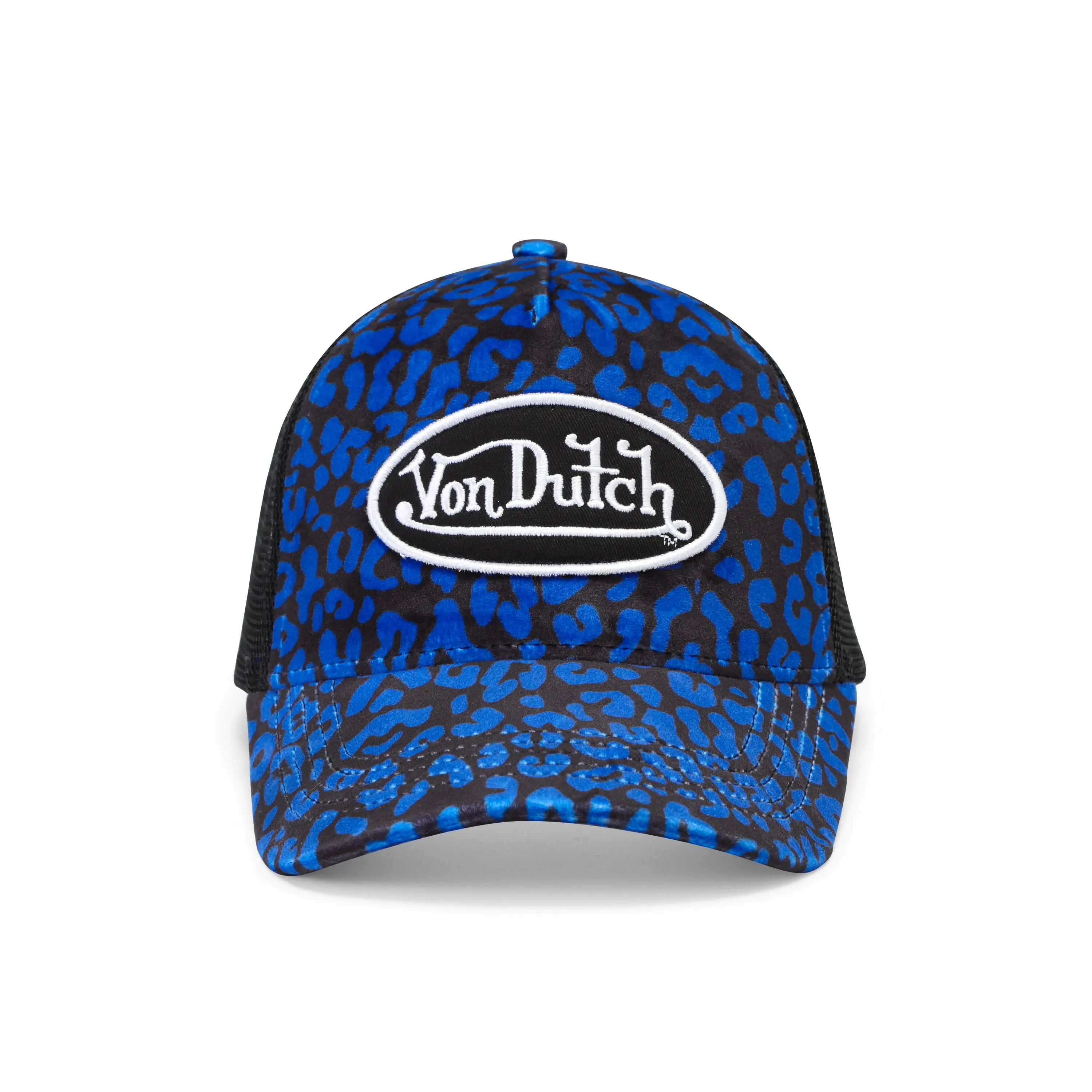 NWT Von Dutch Leopard Print Velvet Trucker Hat - Adjustable Hot Pink Cheetah Velvet Trucker Hat | Von Dutch main image 2