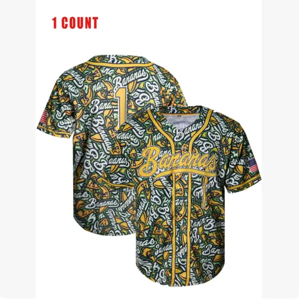 Men's Loose-Fitting Baseball Jersey, Number 4 Banana Embroidery, Casual Sportswear for All Seasons, Quick-Dry Outdoor Activewear