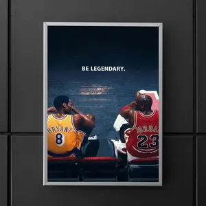 Kobe Bryant and Michael Jordan Poster, Be Legendary Basketball Wall Art, Inspirational Print, Motivational Decor, Unframed Posters