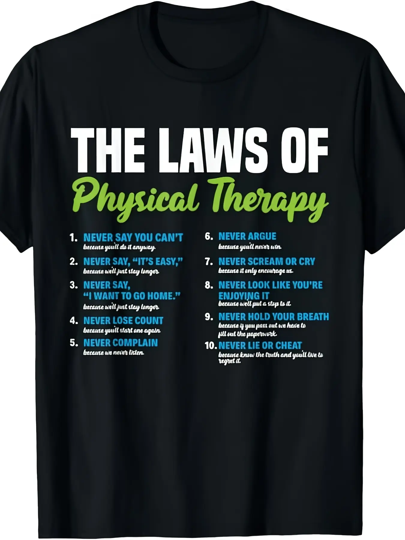 PTA Laws Of Physical Therapy Assistant Physical Therapist T-Shirt | , Short-Sleeved, Crew Neck, All-Season, Vintage Style, Regular Fit, Drawing Pattern, Suitable for Adults