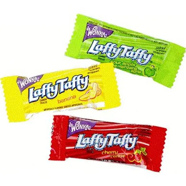 Nuts To You Laffy Taffy Chewy Sweet Treats in Cherry Banana and Sour Apple Flavors Nuts To You Laffy Taffy Chewy Sweet Treats in Cherry Banana and Sour Apple Flavors