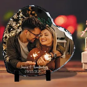 Personalized Heart Photo Gift with Text Rock Slate - Custom Picture Heart Stone - Friendship Sister Gift - Pet Memorial Keepsake - Grandma Gift