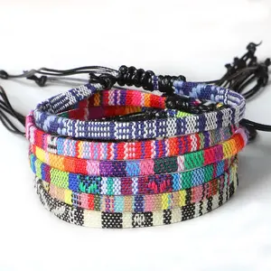 Hand Woven Rainbow Color Bracelet Bohemian Style Adjustable Beach Jewelry for Women Summer Gift