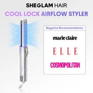 【BOGO SALE】SHEGLAM HAIR Cool Lock Airflow Styler-Straightener and Curling Iron 2 in 1 360° Cool Air 1" 25 MM Instant Straightening-#Summervibes-mothersdaygift