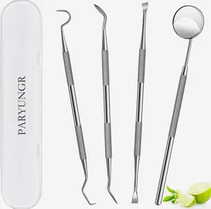 Dental Tools, Professional Teeth Cleaning Oral Care Hygiene Kit, Stainless Steel Dental Pick Tooth Scraper Tartar Plaque Remover for Dentist, Personal, Pet Use with Storage Box