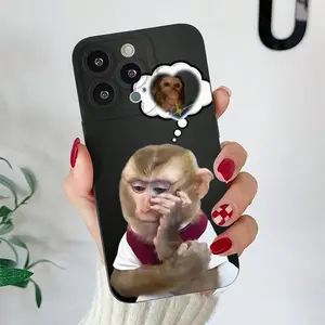 Cute Monkey Pattern Phone Case, TPU Decorative Phone Protector Cover, Phone Accessories Compatible with iPhone 11 12 13 14 15 16 17 Air Pro Max/Ideal Daily Accessories/MS539
