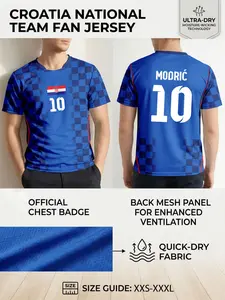 2026 Croatia National Team Soccer Jersey, Breathable Mesh Football T-Shirt, Quick-Dry Moisture-Wicking, Advanced Technical Knit Support Gear