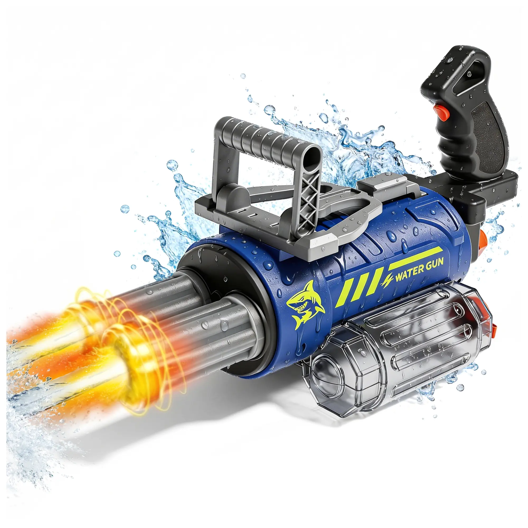 Electric Gatling Water Gun, Voice-Controlled Automatic Rechargeable Water Blaster with LED Light, 26-30ft Long Range Outdoor Summer Pool Toy for Kids & Adults