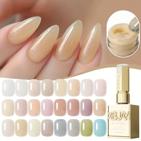 XEIJAYI 24 Color Gel Nail Polish Set TPO HEMA Free, 15ml Ice-Translucent Fruit Jelly Finish with High-Saturation Glossy Shine, Smooth Soak-Off LED Gel for DIY Nail Art, Home Manicures & Salon Use, Professional Nail Supplies