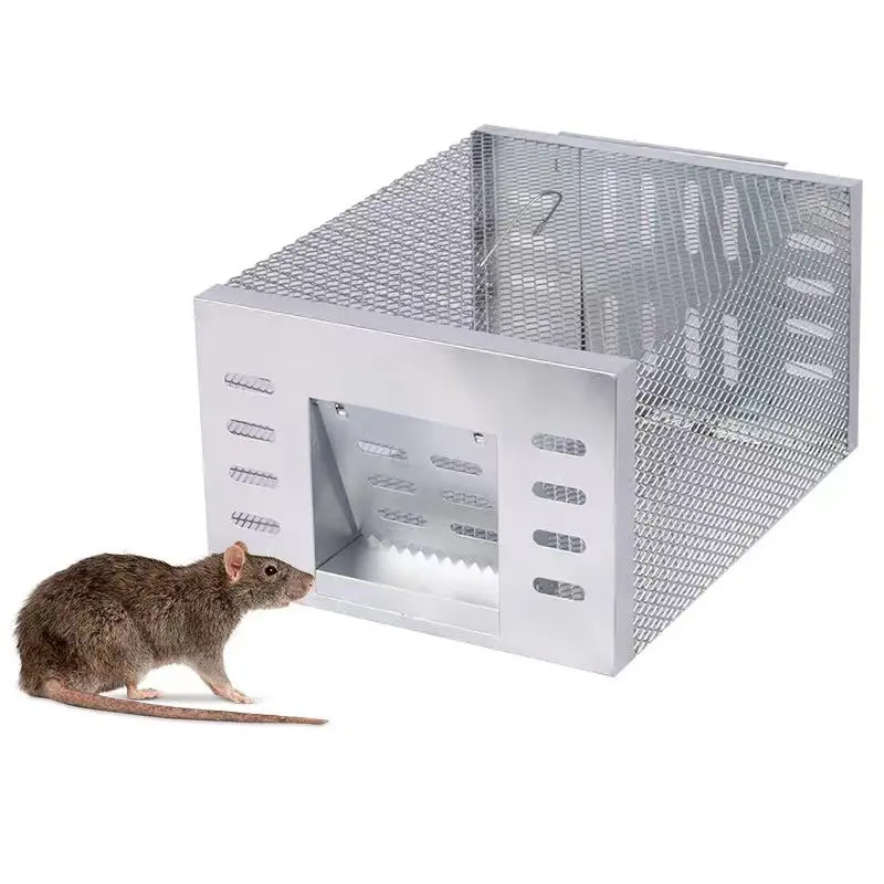 Efficient Automatic Mousetrap with Double-Opening One-Way Door Design Sturdy Net Cage Large Capacity for Indoor & Outdoor Use