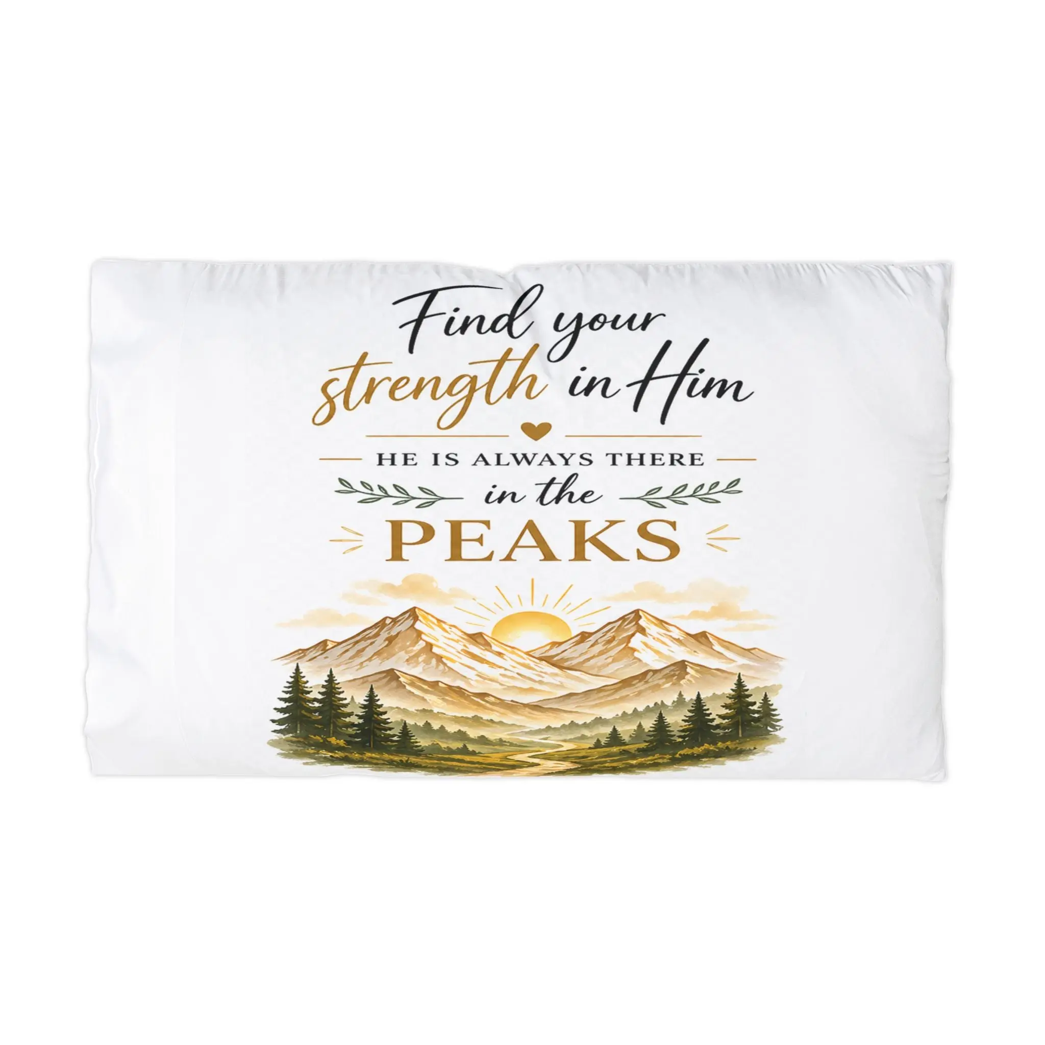 Christian Polyester Pillow Case - Peaks Edition, 3.25" Hemmed Cuff, Growth Season Design, Double-Sided Sunrise Motif Print, Warm Tones, Machine Washable Faith & Victory Household Textile Home Decor, Double-Sided Print