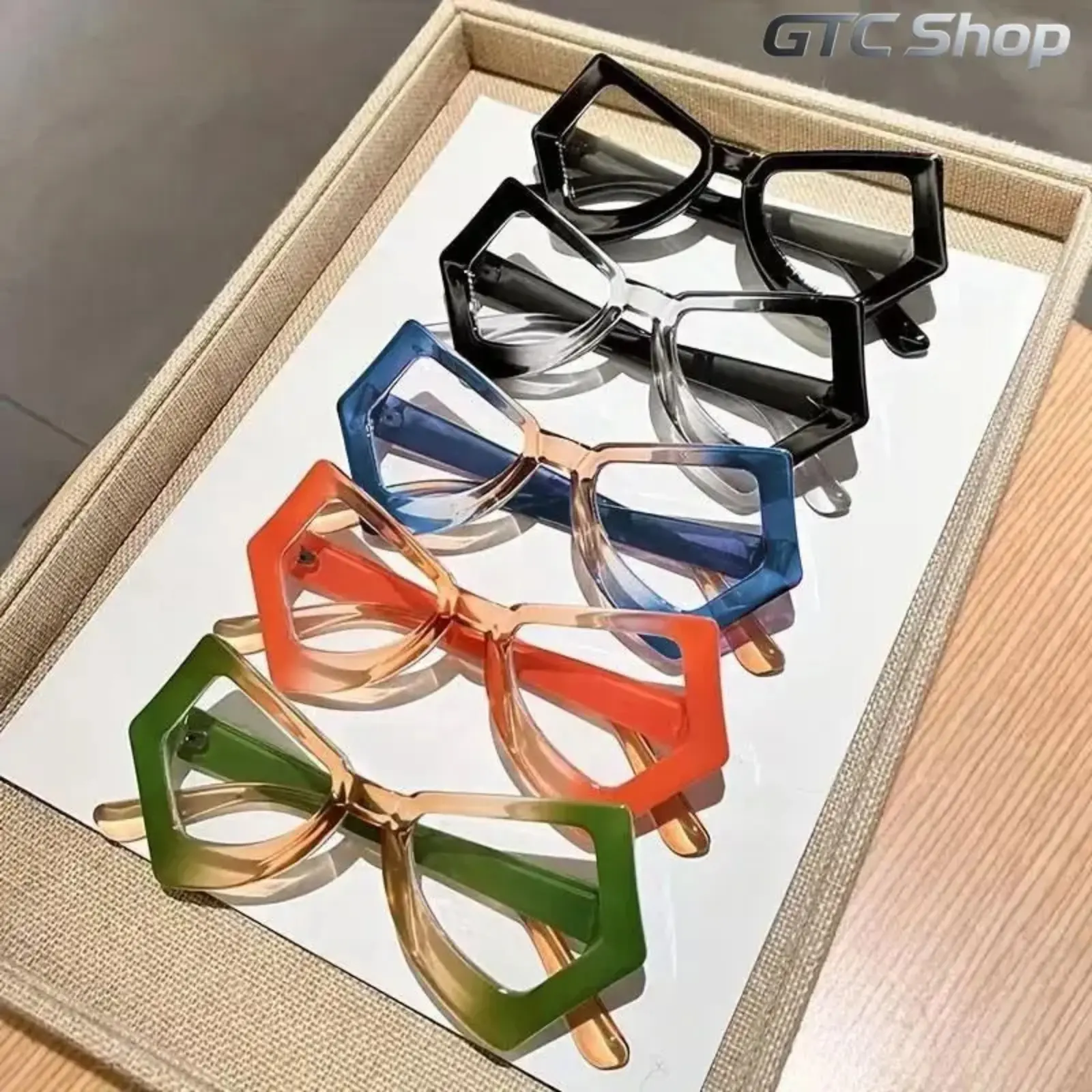 5-Piece Set Women's Butterfly Cat-Eye Glasses, Full Frame Blue Light Blocking Eyeglasses with Green Orange Tinted Lenses, Metal Hinges Lightweight Comfort Fit, Eye Strain Relief for Digital Reading Daily Casual Fashion Wear