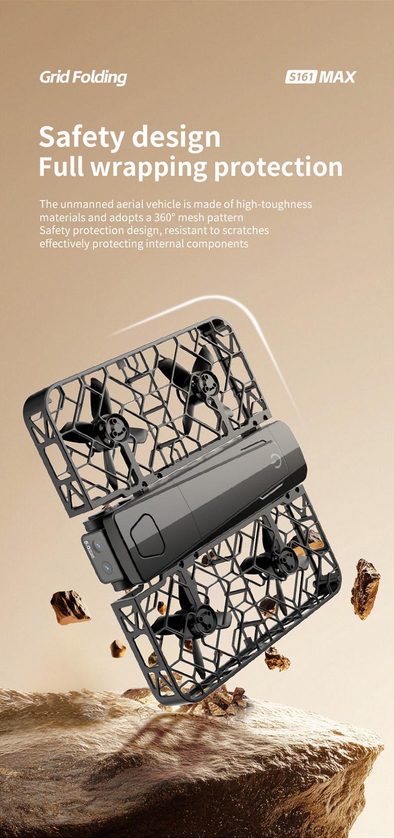 Folding Selfie Drone with HD Camera Gesture Control & Auto Follow Me Quadcopter for Adults Gesture Control, Waypoint Flight, Stunt Mode, 360° Protection, One-Key Operation foldable optical flow positioning obstacle avoidance