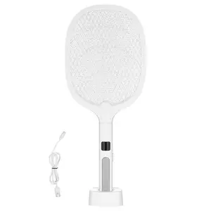 VEVOR Electric Fly Swatter, Zapper Racket with 3 Layers Mesh Digital Screen Display, Dual Modes Fly Killer with 1500mAh Battery Rechargeable for Home, Bedroom, Kitchen and Patio, White
