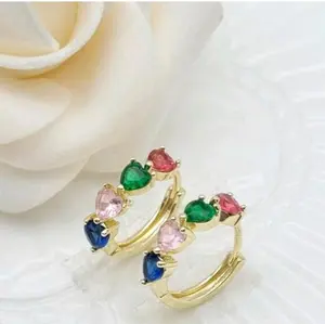Hearts beautiful hoops colored style small earrings