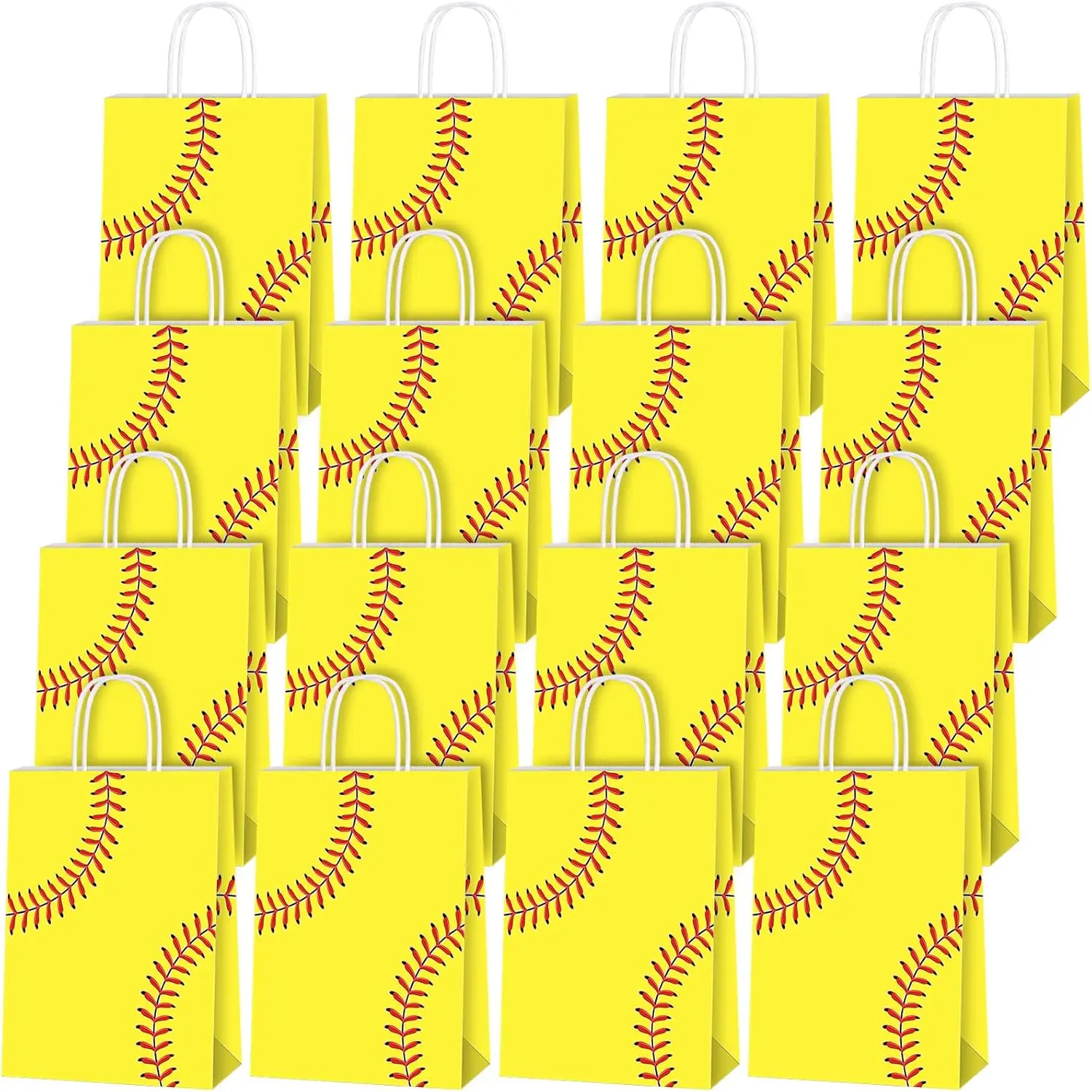 16 count Softball  Bag Softball Print Paper Bags Goodie Favor Bags for Softball Party Decorations Supplies