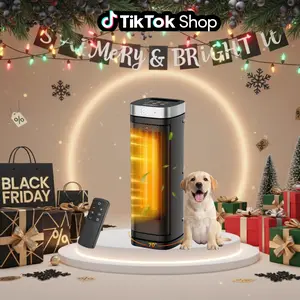 POWSAF Space Heater 1500W PTC Ceramic Fast Safety Heat 17" Portable Electric Heater with 70° Oscillation 12H Timer 5 Modes Remote Control Thermostat for Office Bedroom Home, TikTokShopBlackFriday