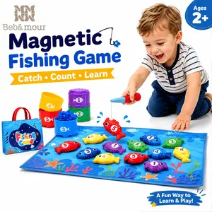 Bebamour Magnetic Fishing Game for Toddlers 1-3, Montessori Learning Toy, Color Matching, Number Counting & Fine Motor Skills, 22PCS Toddler Gift for Boys Girls