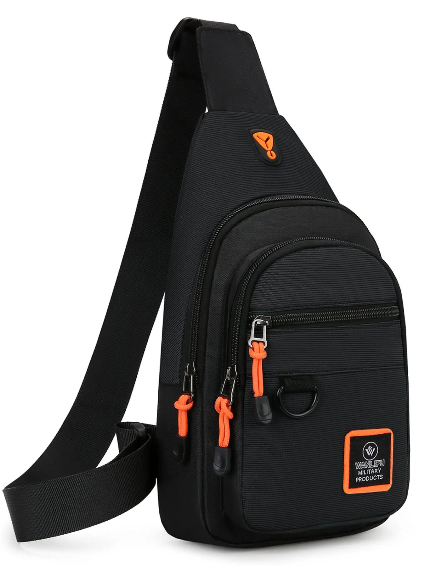 Minimalist Black Orange Water Resistant Chest Bag For Men Multi compartment Design Daily Commute Sports Versatile Crossbody Sling Shoulder Bag
