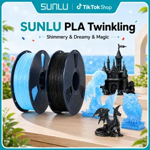 SUNLU Twinkling PLA 3D Printer Filament, 1.75mm, 0.02mm Precision, 1kg, 330m Length, Anycubic Compatible, Smooth Extrusion & Printing, No Clogging, Fine Sparkle, Fits Most 3D Printers, Top Gift Choice