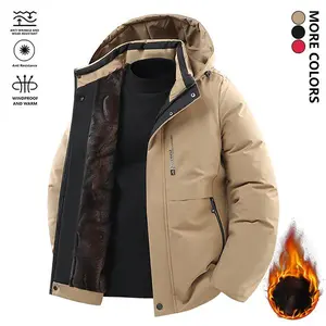 Winter Men's Fleece Cotton Jacket, 100% Polyester Fiber, Stand Collar Full Zipper with Removable Hood Design, Pocket Zipper Access Control, Fleece Lining Keeps Warm and Windproof, Outdoor Running Sports Jacket, Youth Men's Cotton Coat, Warm Coat