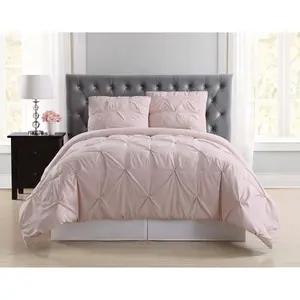 Truly Soft Everyday Full/Queen Pleated Duvet Cover Set Blush: Machine Washable, OEKO-TEX Certified, Includes 2 Shams