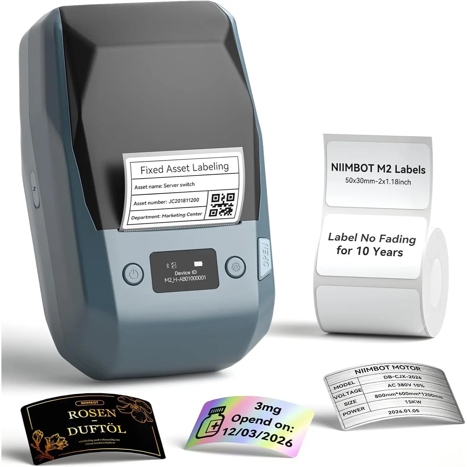 NIIMBOT M2 Thermal Transfer Bluetooth Label Maker, 300 DPI, 2 Inch Labels, Fade-Resistant, for Office, Lab & Small Business