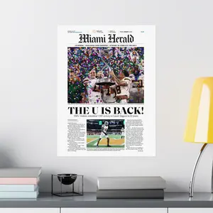 Football Champions Poster No Frame – Retro Newspaper Style Sports Print – Ultimate Fan Room Decoration No Frame