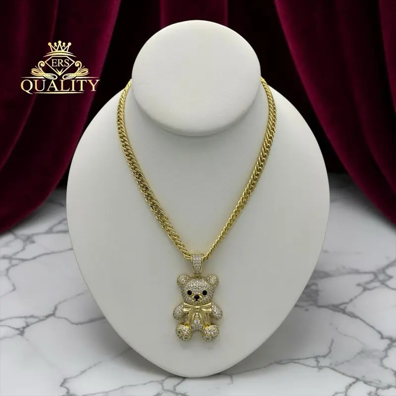 N169 Bear necklace -Gold Plated 14k