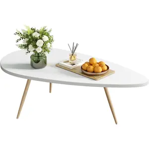 Modern Coffee Table White Oval Coffee Tables for Living Room Simple Center Table for Small Space Home Office Easy Assembly 22.2" D x 42.5" W x 17.1" H, White