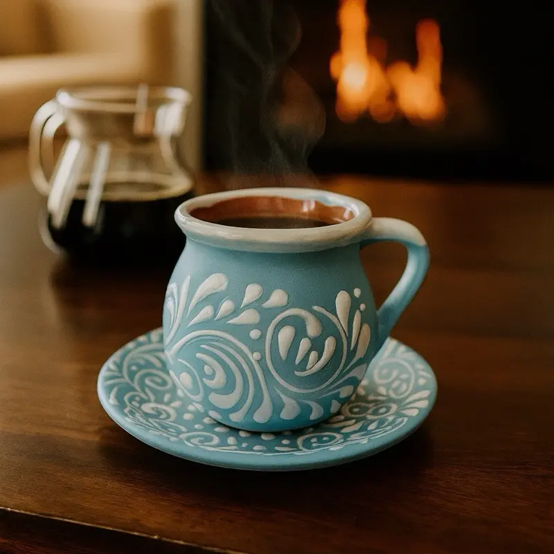 Talavera Mug and Plate Set | Lead Free | Blue & White