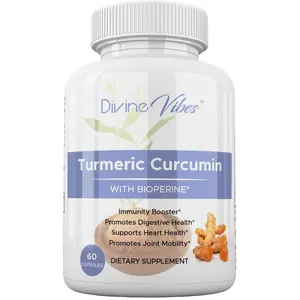 Divine Vibes Turmeric Curcumin | BioPerine, Glucosamine & Chondroitin | Advanced Joint Support | 60 Capsules