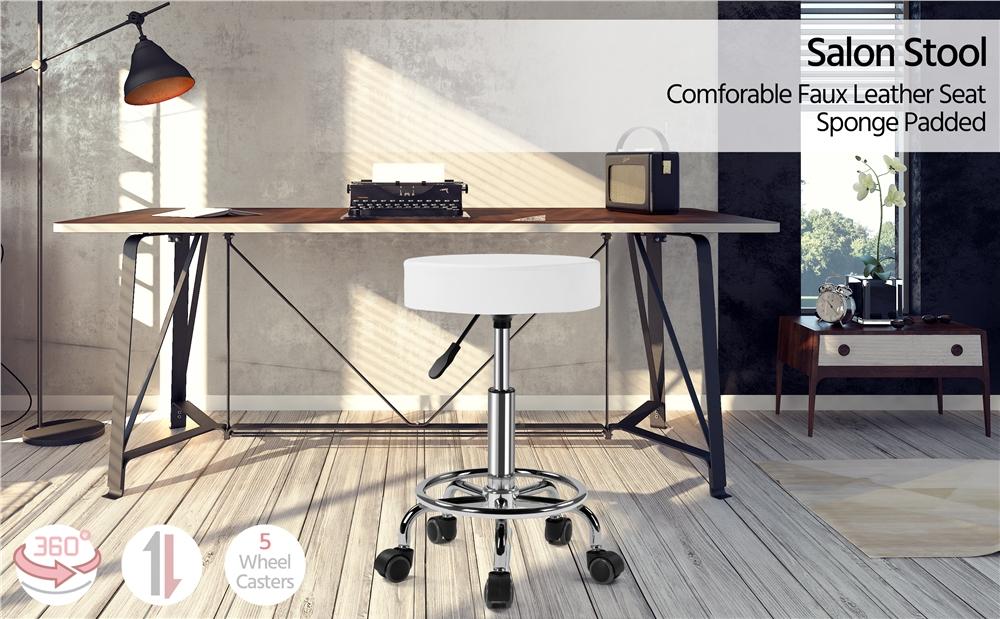 Yaheetech Salon & Spa Stool Adjustable Salon Chair 360° Swivel Stools with Wheels for Medical/ Tattoo/ Dental/ Facial/ Massage/ Spa/ Drafting
