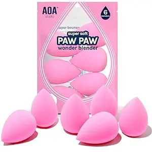 AOA Studio Paw Paw Wonder Blender Set of 6 Latex Free High-Definition Makeup Sponges for Powder Cream & Liquid Super Soft Beauty Cosmetics