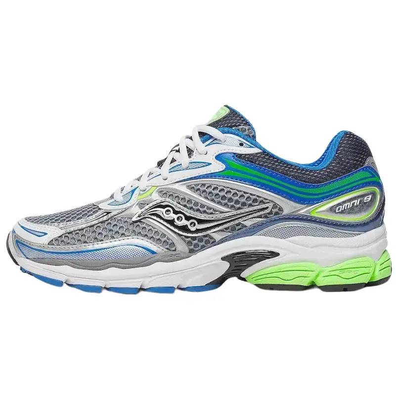 Men's Saucony Progrid Omni 9 'Grey Slime' Mesh and Synthetic Athletic Sneaker - All-Day Support, Ideal for Running, Gym Workouts