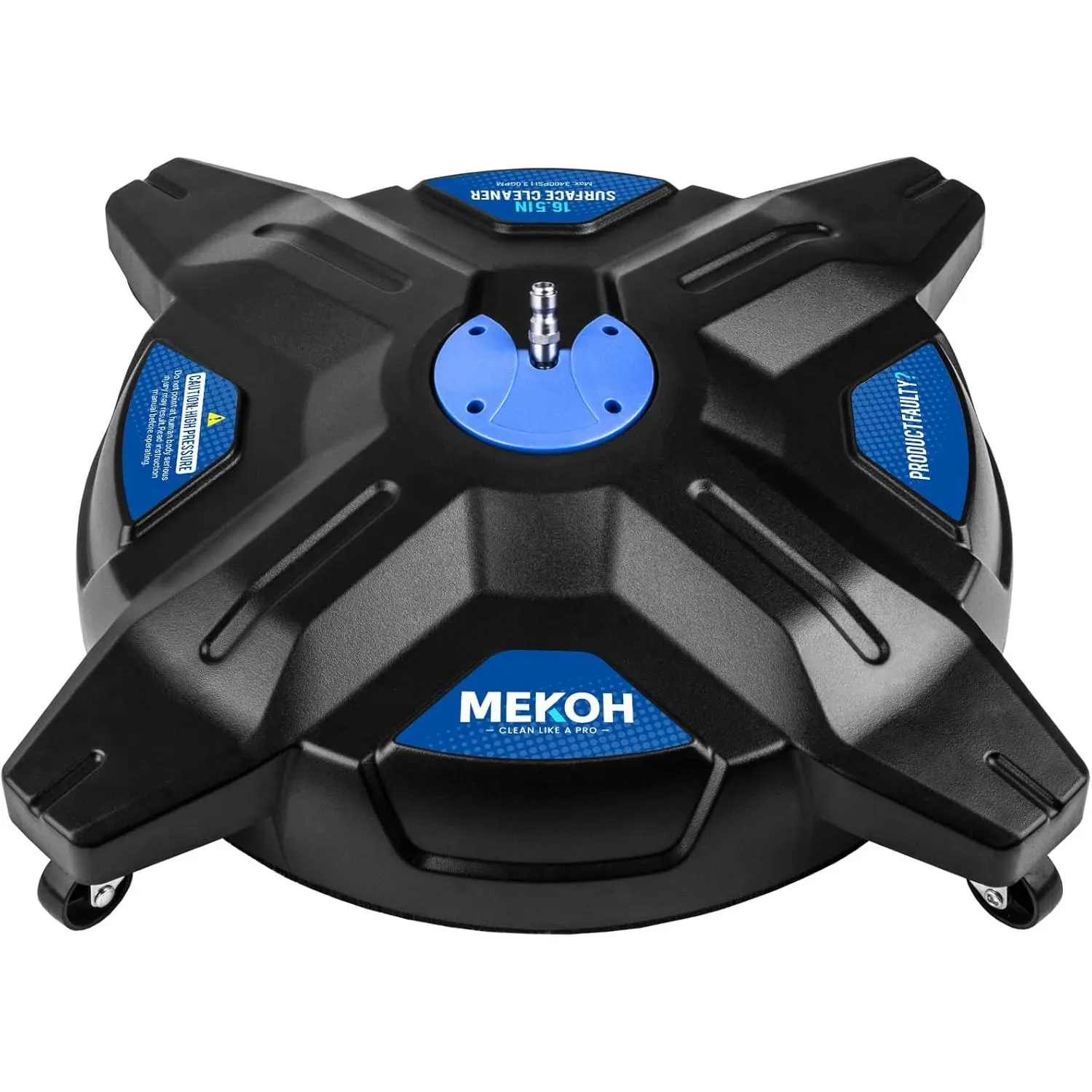 MEKOH 16.5” Pressure Washer Surface Cleaner, Large Lightweight Driveway Pressure Washer Attachment 3600PSI, 4 Caster Wheels, 1/4” Quick Connect, Universal Gas & Electric Power Washer Surface Cleaner