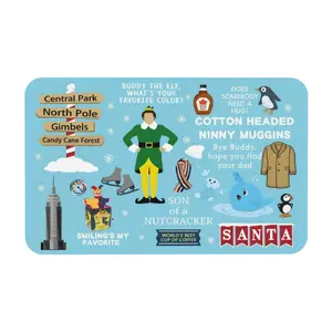 Christmas Movie Inspired Welcome Mat - Xmas Door Mat with Santa Spaghetti Snow, Penguins Non-Slip Indoor Entry Mat for Christmas Decor Movie Fans - Mat for Front Door, Living Room - Festive Holiday Decoration Perfect for Christmas Home Entrance Decor