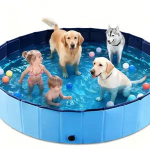 Extra-Thick Extra Large Foldable Dog Pool – Heavy-Duty Hard Plastic Large Doggie Swimming Pool, Anti-Slip Collapsible Pet Bath Tub,#SummerWins #DealsForYouDays, Sturdy & Durable for Indoor, Outdoor, Backyard Use