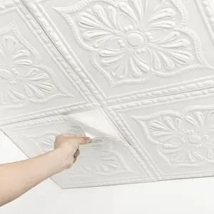 Ceiling tiles ceiling tiles peel and stick foam 32 pcs covered 42 sqft 3d wall panels peel and stick easy to install and cut for ceil and interior wall decor plain white138 x 138 inch