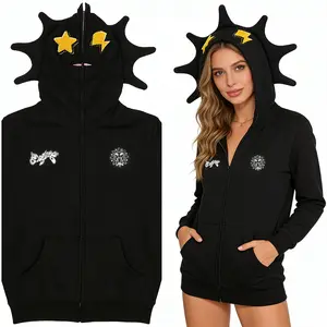 Casual Hooded Jacket with Full-Zip Closure Geometric Design Regular Fit Lightweight Fabric Casual Outerwear for Everyday & Formal Jacket Hoodie Streetwear Fashion Urban Style