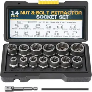 Impact Bolt & Nut Remover Set, 1 Set Universal Impact Bolt and Nut Extractor Parts, Power Tool Accessories, Metal