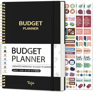 Monthly Budget Planner & Expense Tracker Notebook, Undated Bill Organizer 2025-2026 Finance Account Book to Manage Your Finances, Black