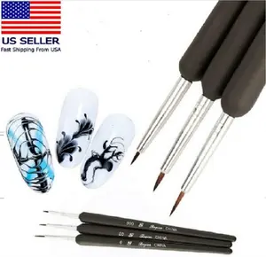 TIKA 3-Piece Nail Art Tool Set, UV Gel Liner Pen, Dotting Tool and Liner Brush for Nail Painting and Drawing